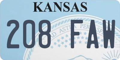 KS license plate 208FAW