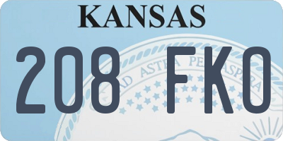 KS license plate 208FKO