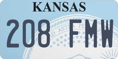 KS license plate 208FMW