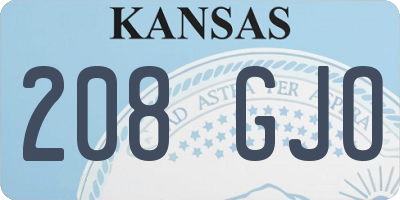 KS license plate 208GJO