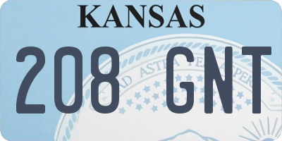 KS license plate 208GNT