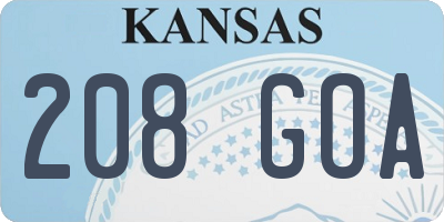 KS license plate 208GOA