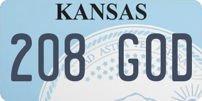 KS license plate 208GOD