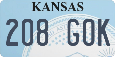 KS license plate 208GOK