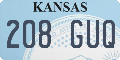 KS license plate 208GUQ