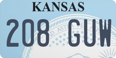KS license plate 208GUW