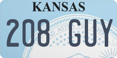KS license plate 208GUY