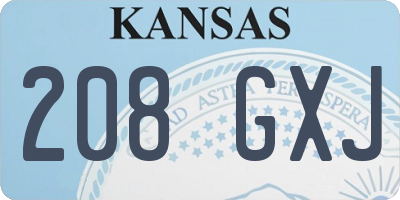KS license plate 208GXJ