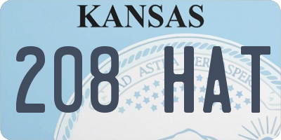 KS license plate 208HAT