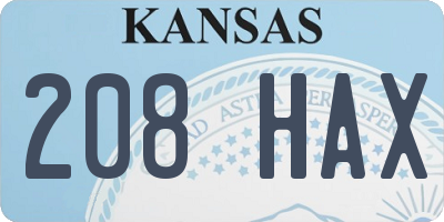 KS license plate 208HAX