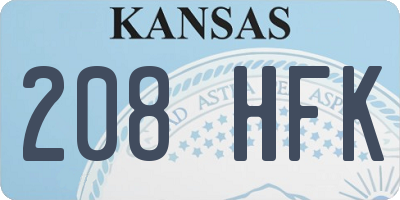 KS license plate 208HFK