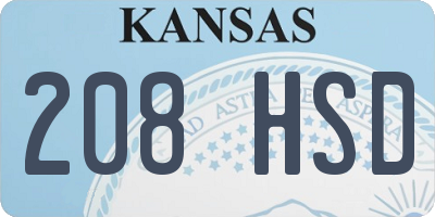 KS license plate 208HSD