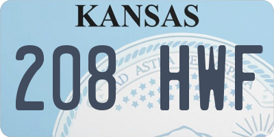 KS license plate 208HWF