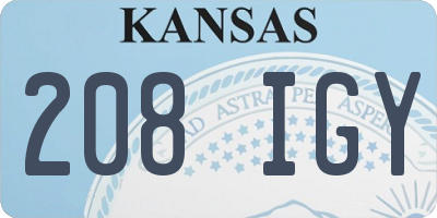 KS license plate 208IGY