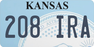 KS license plate 208IRA