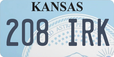 KS license plate 208IRK