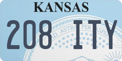 KS license plate 208ITY