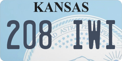 KS license plate 208IWI