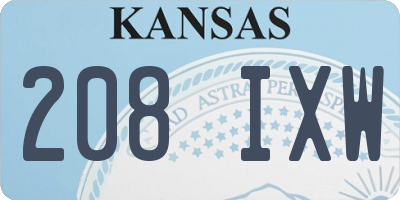 KS license plate 208IXW