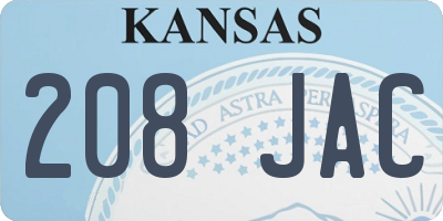 KS license plate 208JAC