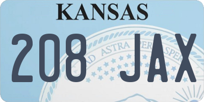 KS license plate 208JAX