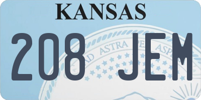 KS license plate 208JEM