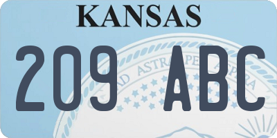 KS license plate 209ABC