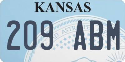 KS license plate 209ABM