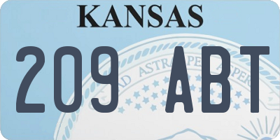 KS license plate 209ABT