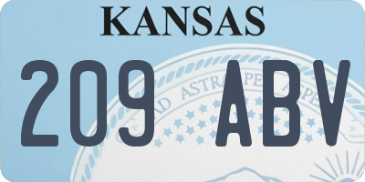 KS license plate 209ABV