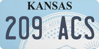 KS license plate 209ACS