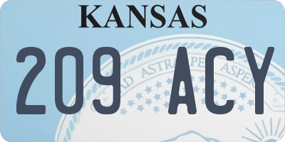 KS license plate 209ACY