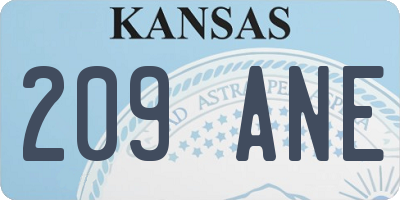 KS license plate 209ANE
