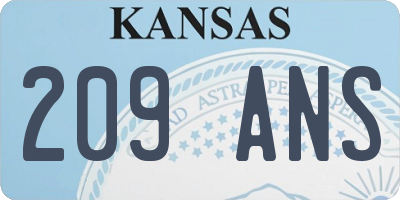 KS license plate 209ANS