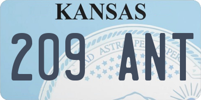KS license plate 209ANT