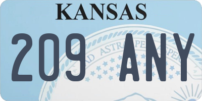 KS license plate 209ANY