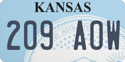 KS license plate 209AOW