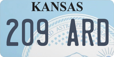 KS license plate 209ARD