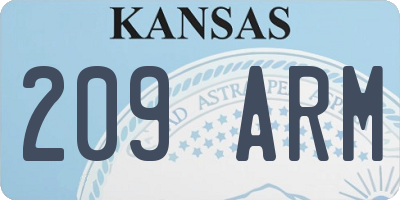 KS license plate 209ARM