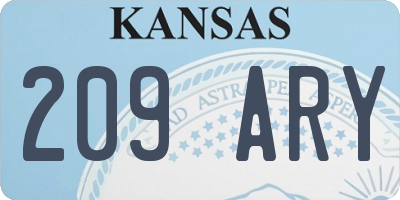 KS license plate 209ARY
