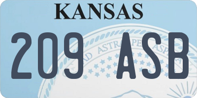 KS license plate 209ASB