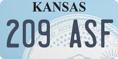 KS license plate 209ASF