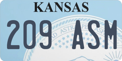 KS license plate 209ASM