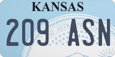 KS license plate 209ASN