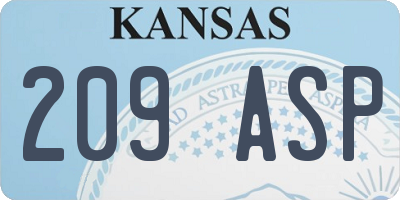 KS license plate 209ASP