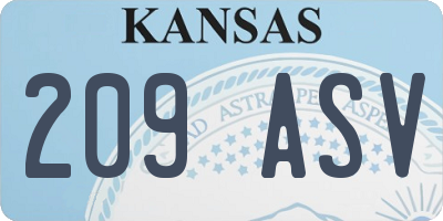 KS license plate 209ASV