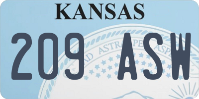 KS license plate 209ASW