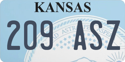 KS license plate 209ASZ