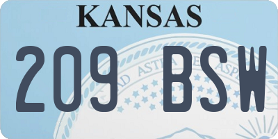 KS license plate 209BSW
