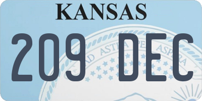 KS license plate 209DEC
